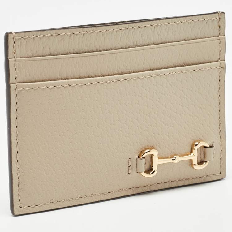 مملوكة مسبقًا Gucci Beige Leather Horsebit Card Holder