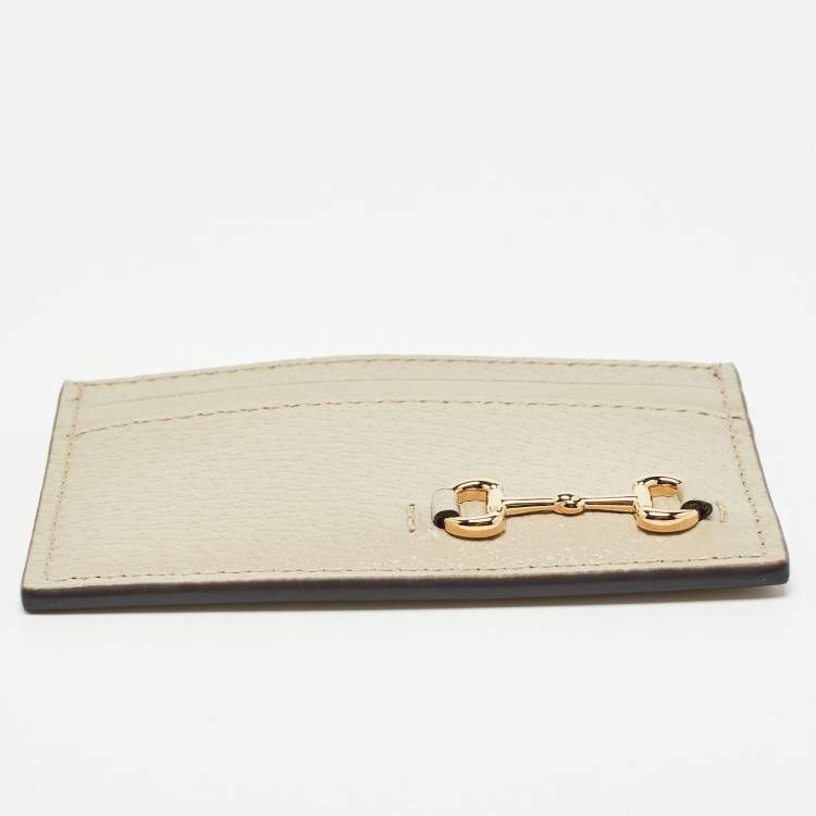 مملوكة مسبقًا Gucci Beige Leather Horsebit Card Holder