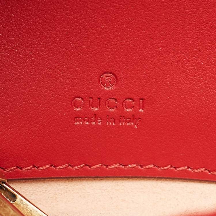 Pre Owned Gucci red Matelasse Leather Mini GG Marmont Bucket Bag
