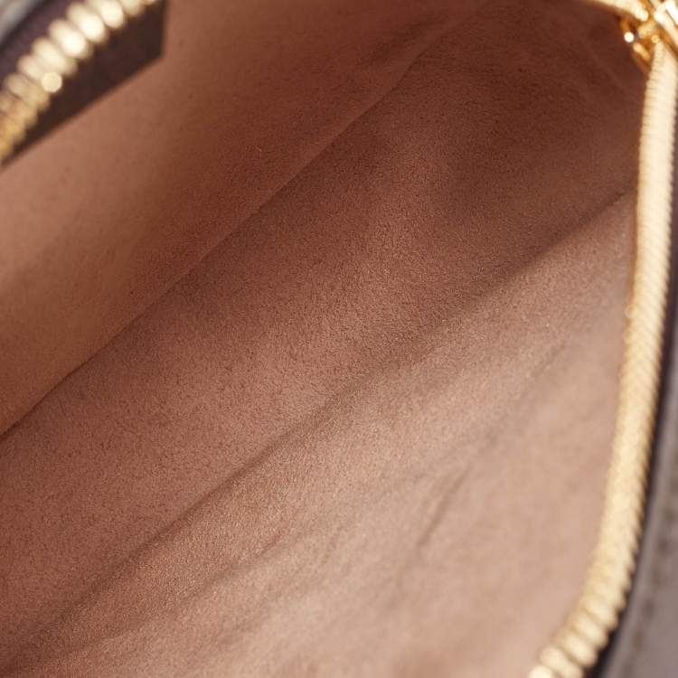 Pre Owned Gucci Brown/Beige GG Supreme Canvas and Leather Mini Ophidia Round Bag