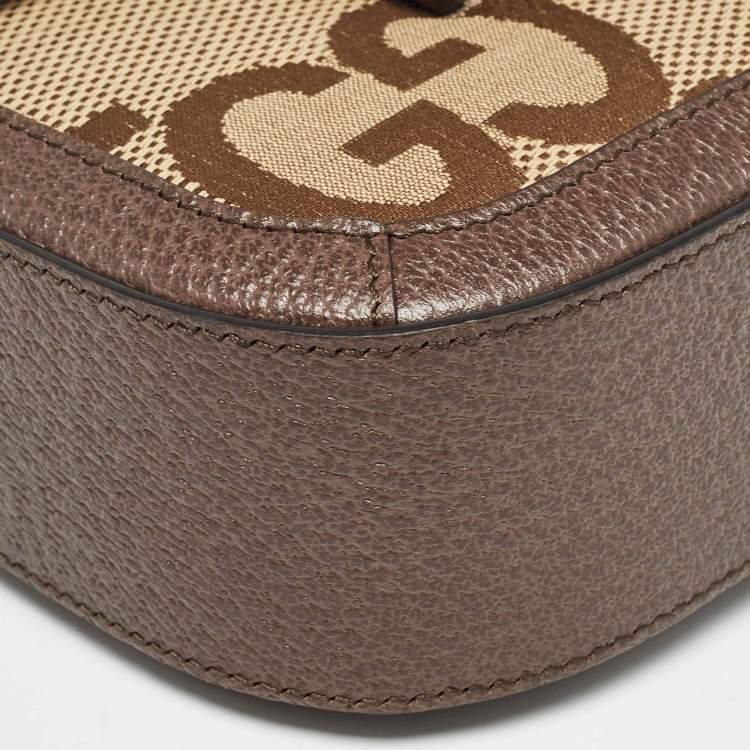 Pre Owned Gucci Beige/Brown GG Canvas Leather Horsebit 1955 Crossbody Bag