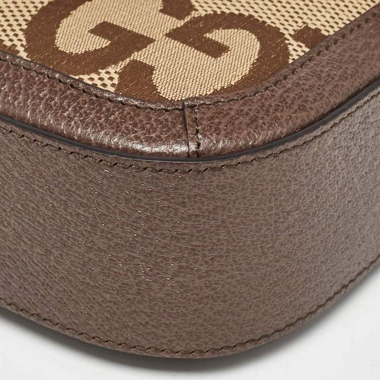 Pre Owned Gucci Beige/Brown GG Canvas Leather Horsebit 1955 Crossbody Bag