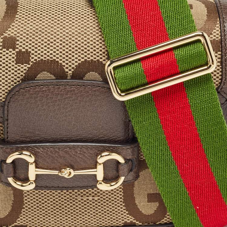 Pre Owned Gucci Beige/Brown GG Canvas Leather Horsebit 1955 Crossbody Bag