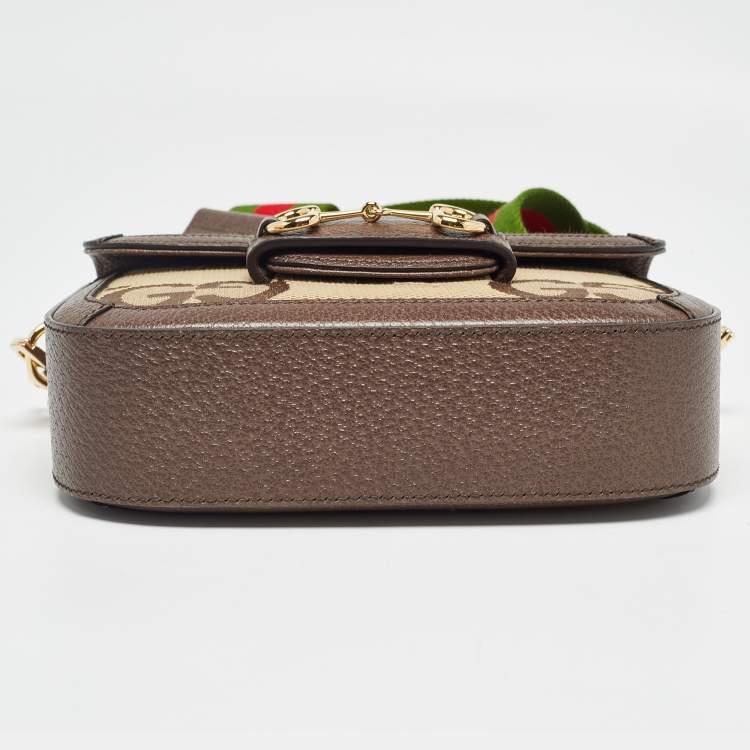 Pre Owned Gucci Beige/Brown GG Canvas Leather Horsebit 1955 Crossbody Bag