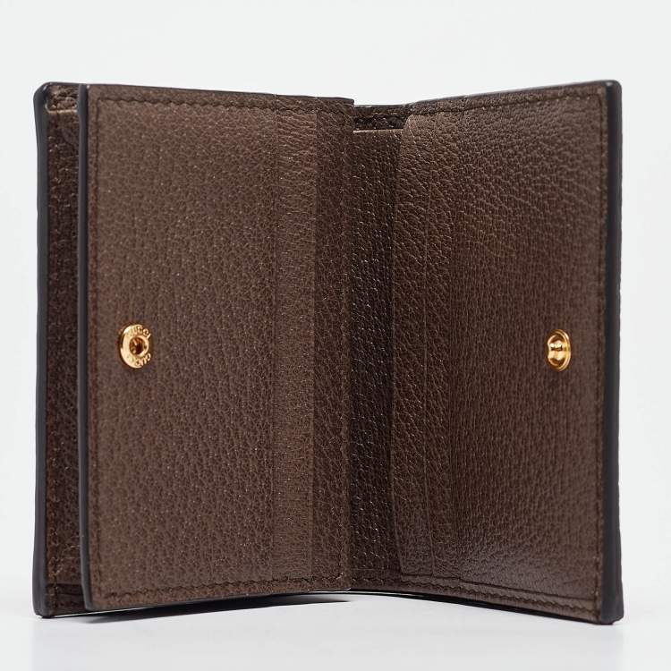 Pre Owned Gucci Brown GG Supreme Canvas and Leather Web Ophidia Card Case