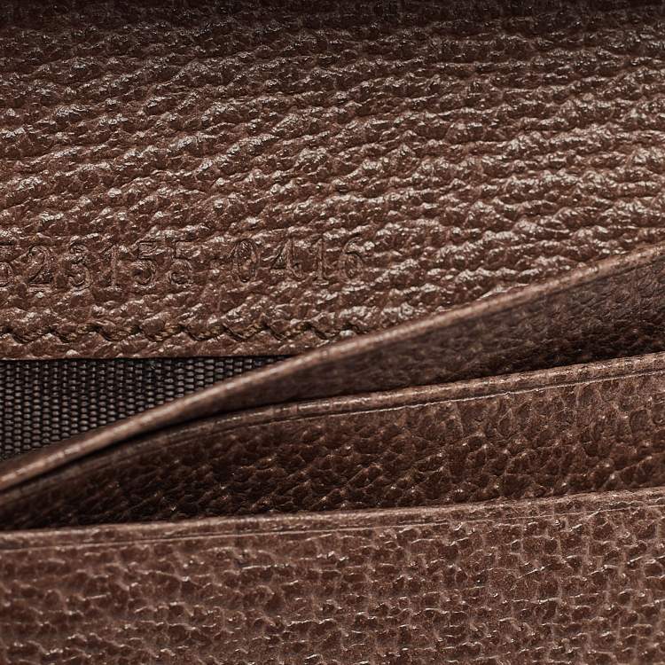 Pre Owned Gucci Brown GG Supreme Canvas and Leather Web Ophidia Card Case
