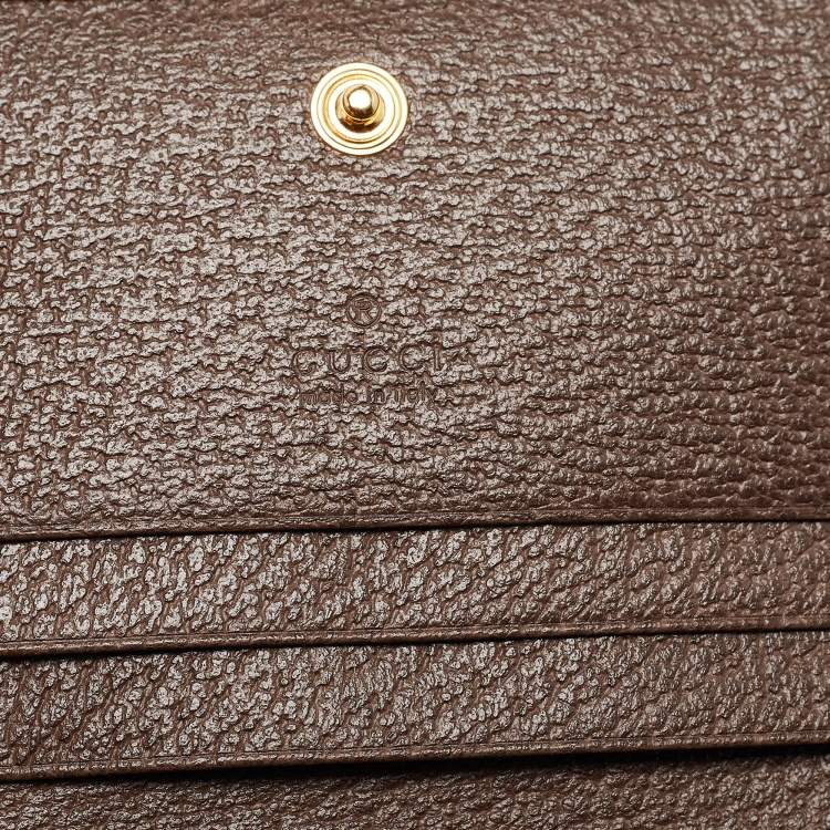 Pre Owned Gucci Brown GG Supreme Canvas and Leather Web Ophidia Card Case