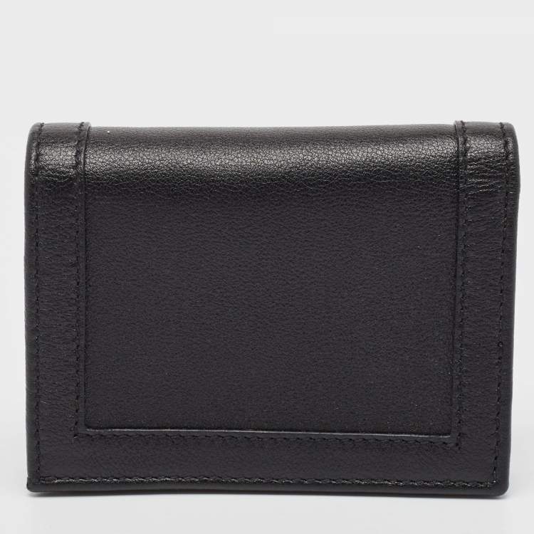 Pre Owned Gucci Black Leather Bamboo Diana Card Case