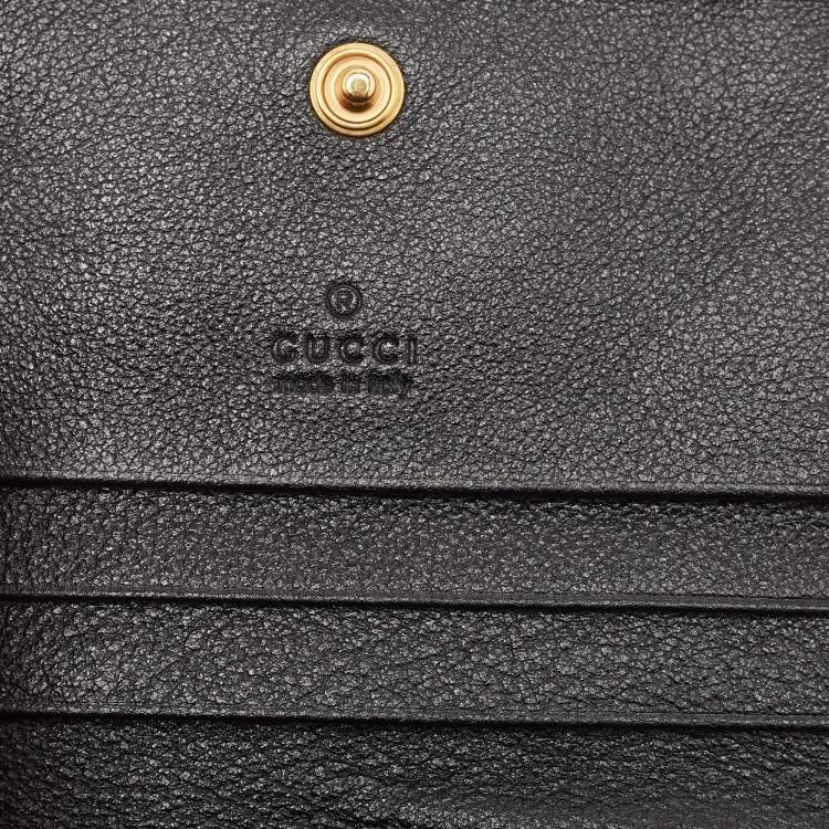 Pre Owned Gucci Black Leather Bamboo Diana Card Case