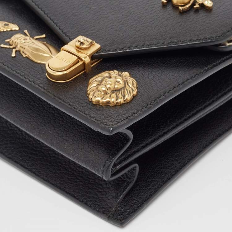 Pre Owned Gucci Black Python and Leather Studded Ottilia Bamboo Top Handle Bag