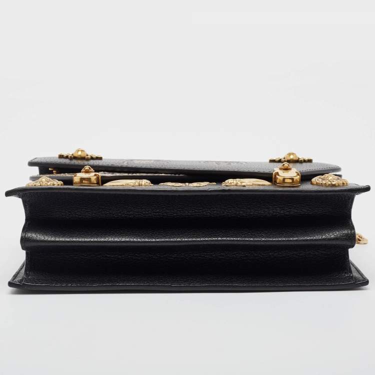Pre Owned Gucci Black Python and Leather Studded Ottilia Bamboo Top Handle Bag