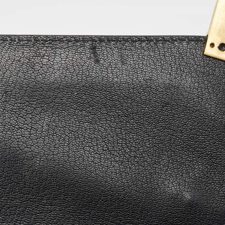 Pre Owned Gucci Black Python and Leather Studded Ottilia Bamboo Top Handle Bag