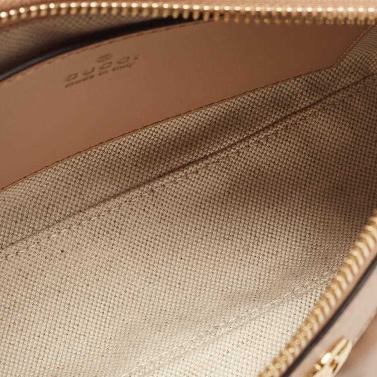 Pre Owned Gucci Rose Beige Matelasse Leather Small GG Shoulder Bag