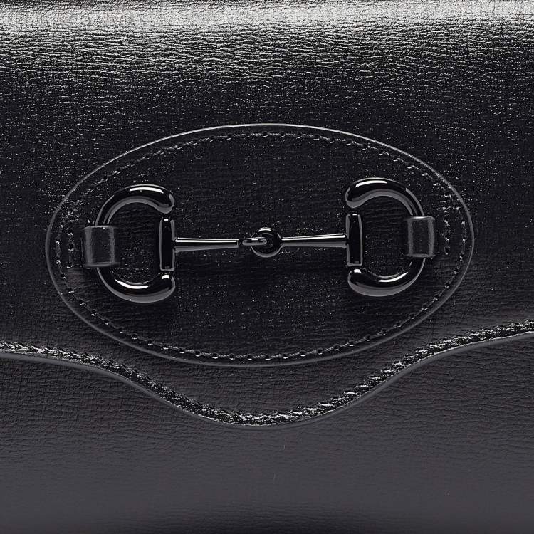 Pre Owned Gucci Black Leather Mini Monochrome Horsebit 1955 Shoulder Bag