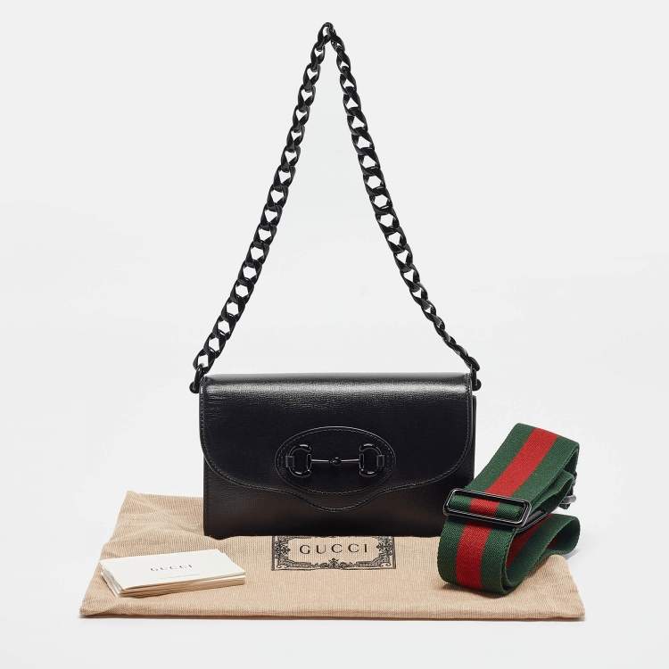 Pre Owned Gucci Black Leather Mini Monochrome Horsebit 1955 Shoulder Bag