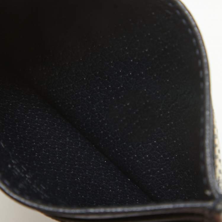 Pre Owned Gucci Beige/Navy Blue GG Supreme Canvas and Leather Interlocking G Card Holder