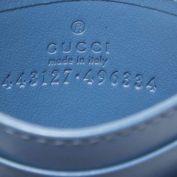 Pre Owned Gucci Blue Quilted Leather GG Marmont Card Holder