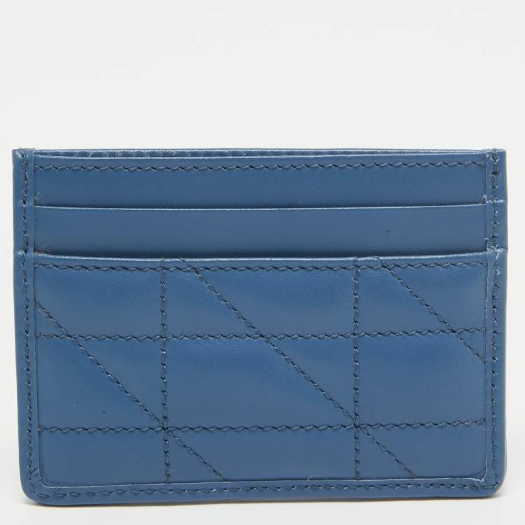 Pre Owned Gucci Blue Quilted Leather GG Marmont Card Holder