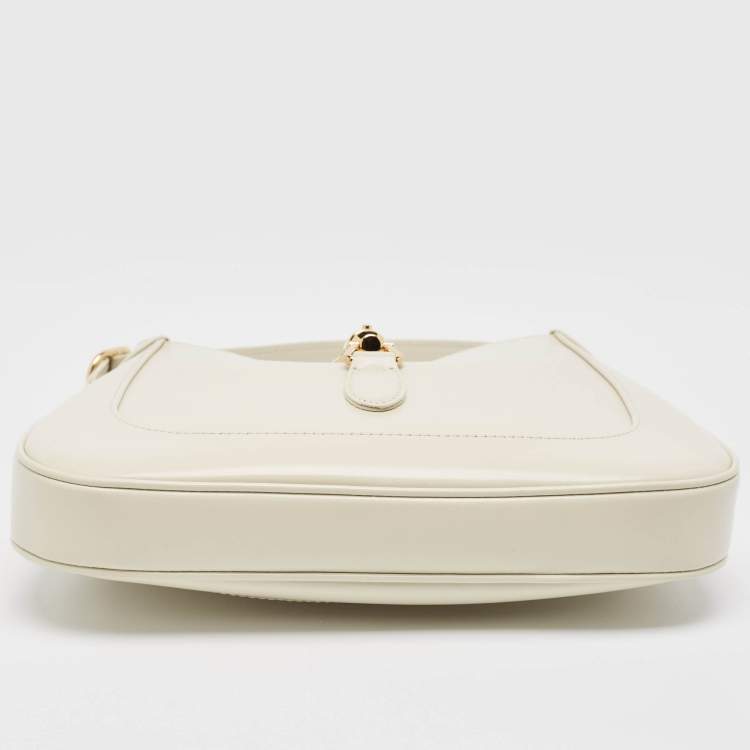 Pre Owned Gucci White Glossy Leather Jackie 1961 Shoulder Bag