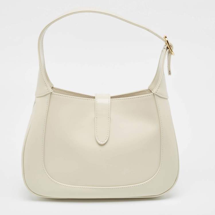 Pre Owned Gucci White Glossy Leather Jackie 1961 Shoulder Bag