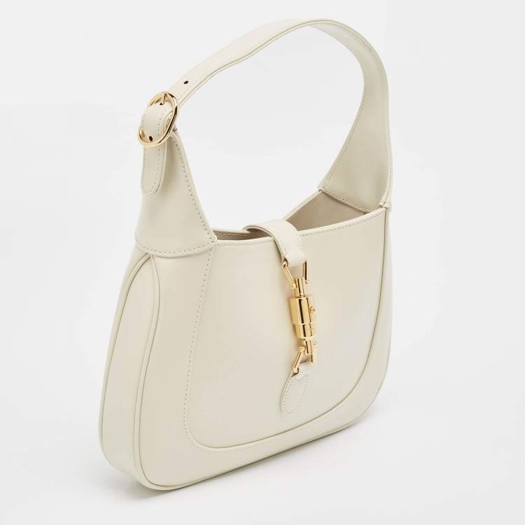 Pre Owned Gucci White Glossy Leather Jackie 1961 Shoulder Bag