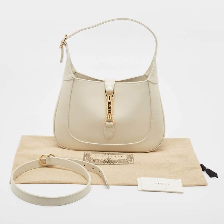 Pre Owned Gucci White Glossy Leather Jackie 1961 Shoulder Bag