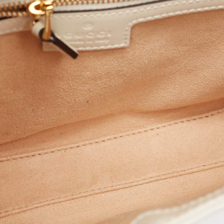 Pre Owned Gucci White Glossy Leather Jackie 1961 Shoulder Bag
