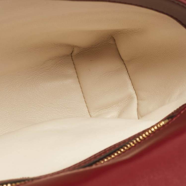 Pre Owned Gucci Burgundy Matelassé Leather Small GG Marmont Shoulder Bag