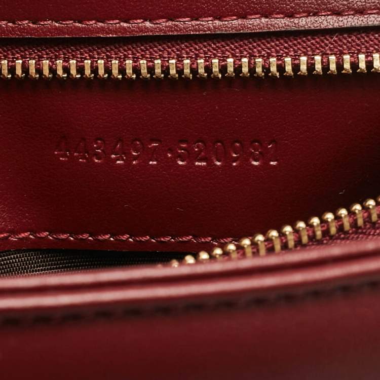 Pre Owned Gucci Burgundy Matelassé Leather Small GG Marmont Shoulder Bag