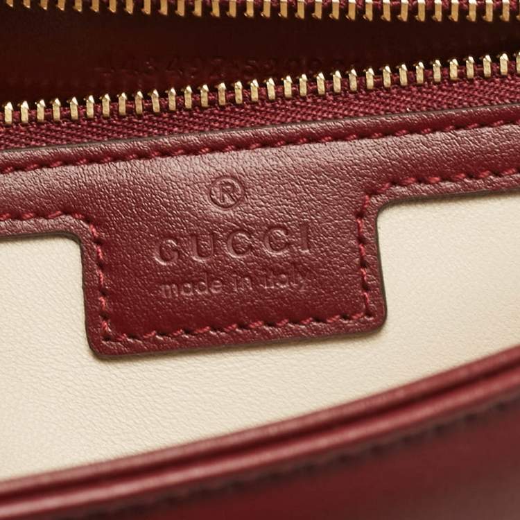 Pre Owned Gucci Burgundy Matelassé Leather Small GG Marmont Shoulder Bag