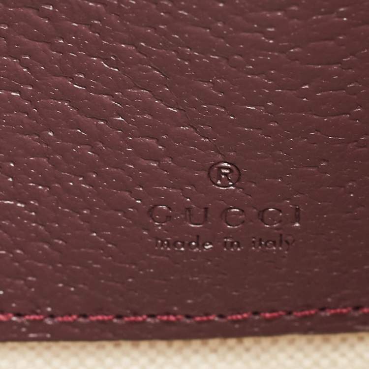 Pre Owned Gucci Beige/Burgundy GG Supreme Coated Canvas and Leather Wristlet Pouch