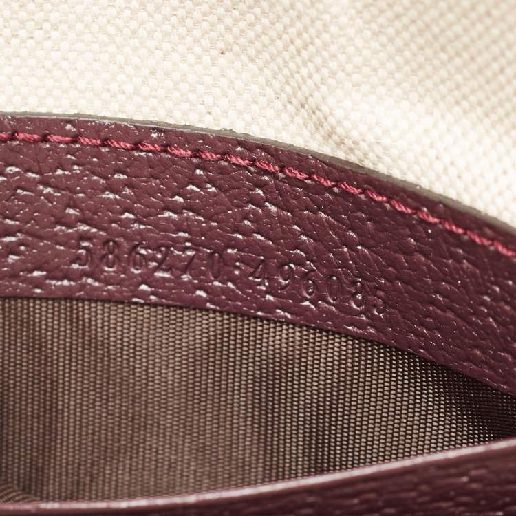 Pre Owned Gucci Beige/Burgundy GG Supreme Coated Canvas and Leather Wristlet Pouch