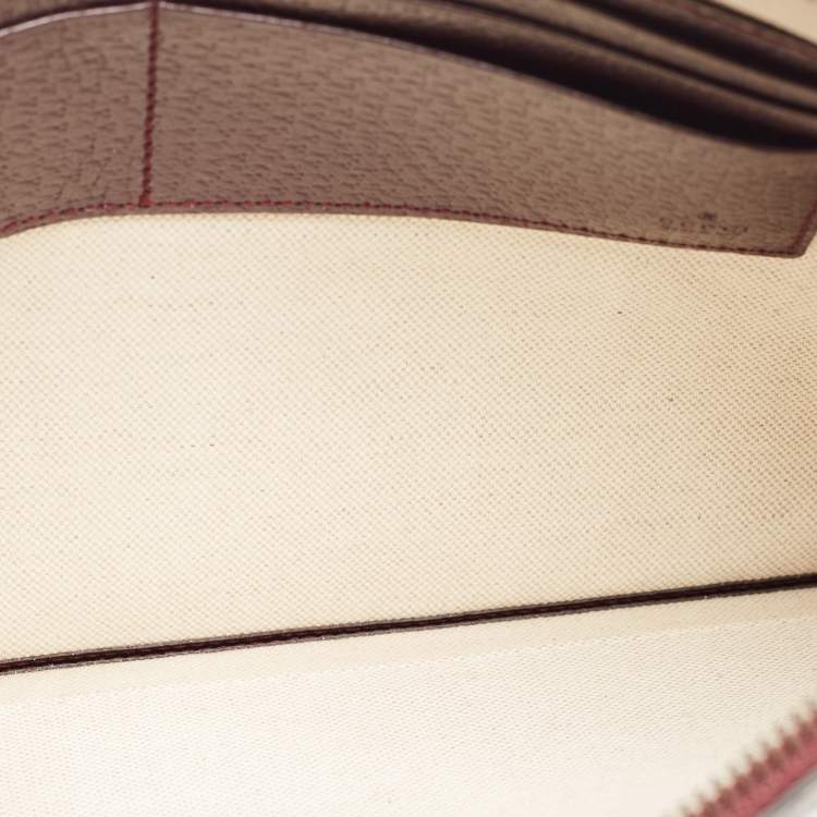 Pre Owned Gucci Beige/Burgundy GG Supreme Coated Canvas and Leather Wristlet Pouch