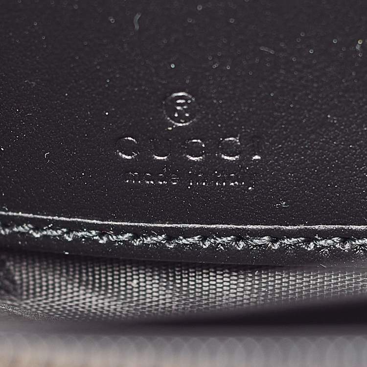 Pre Owned Gucci Black Matelassé Leather GG Marmont Zip Around Wallet