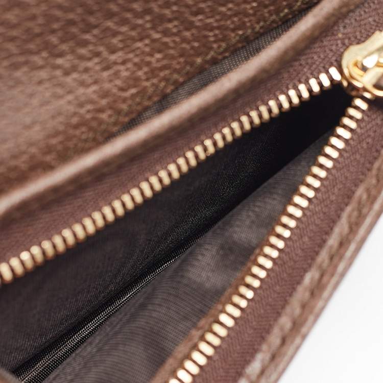 Pre Owned Gucci Beige/Ebony GG Supreme Canvas and Leather Ophidia Card Case