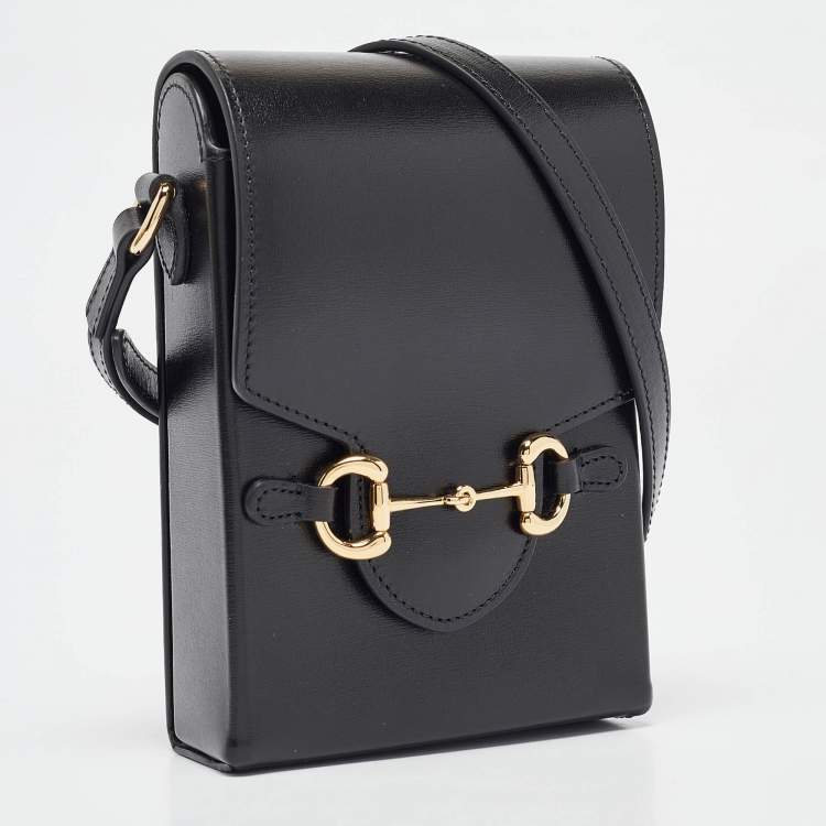 Pre Owned Gucci Black Leather Mini Horsebit 1955 Crossbody Bag
