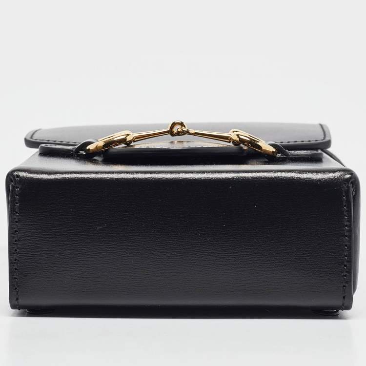 Pre Owned Gucci Black Leather Mini Horsebit 1955 Crossbody Bag