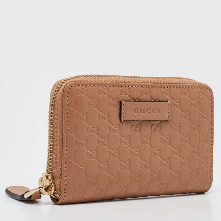 Pre Owned Gucci Beige Microguccissima Leather Coin Purse