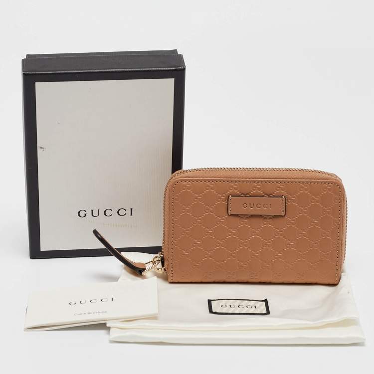 Pre Owned Gucci Beige Microguccissima Leather Coin Purse