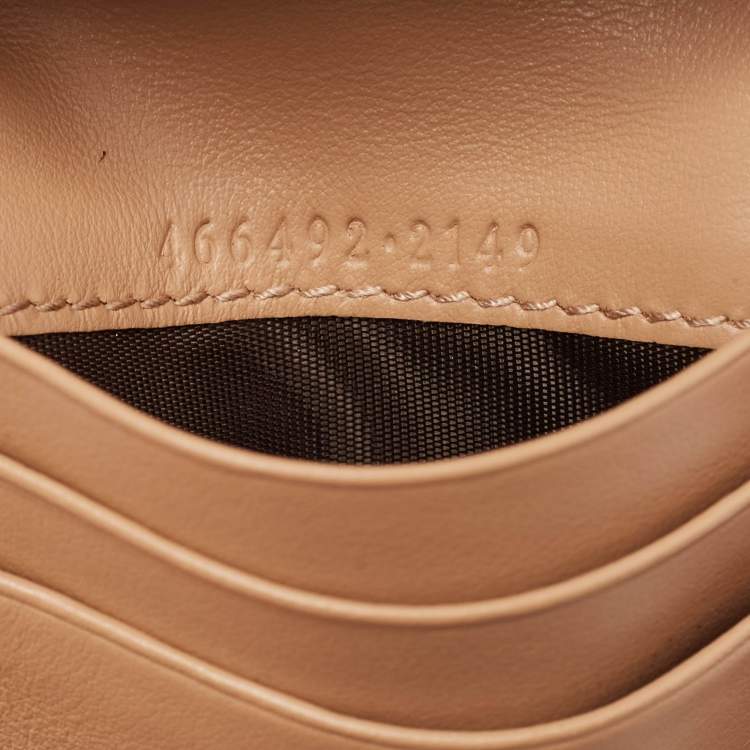 Pre Owned Gucci Beige Matelassé Leather GG Marmont Card Case