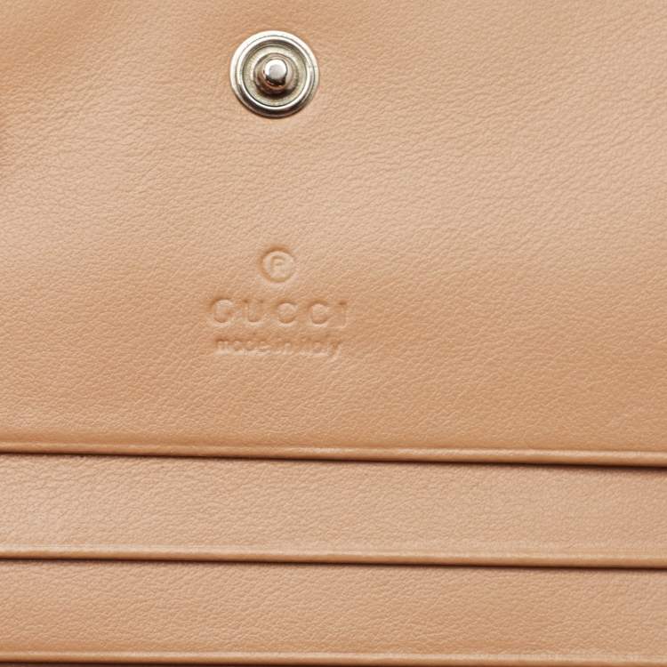 Pre Owned Gucci Beige Matelassé Leather GG Marmont Card Case