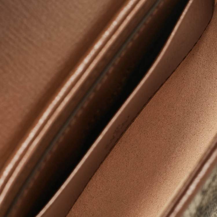 Pre Owned Gucci Brown/Beige GG Supreme Canvas Horsebit 1955 Strap Wallet