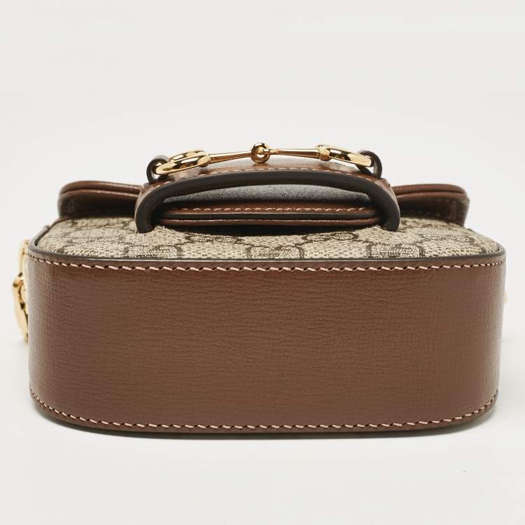 Pre Owned Gucci Brown/Beige GG Supreme Canvas Horsebit 1955 Strap Wallet