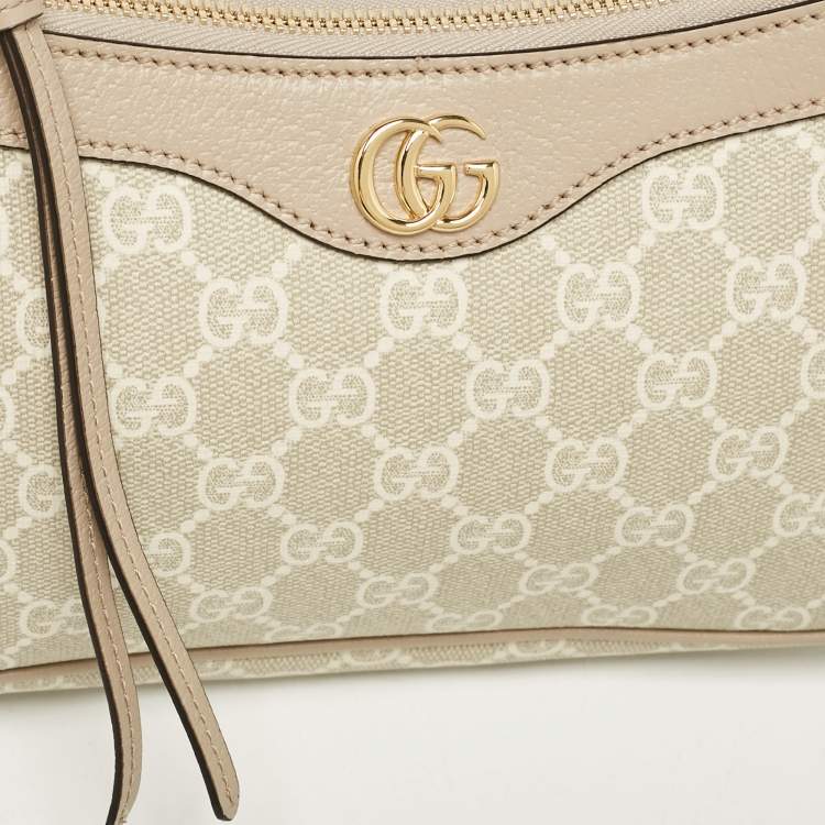 Pre Owned Gucci Beige GG Supreme Canvas and Leather Small Ophidia Shoulder Bag