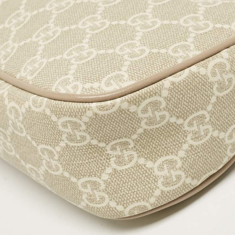 Pre Owned Gucci Beige GG Supreme Canvas and Leather Small Ophidia Shoulder Bag
