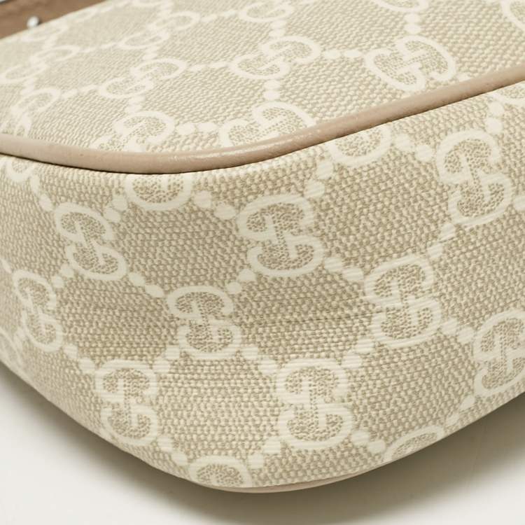 Pre Owned Gucci Beige GG Supreme Canvas and Leather Small Ophidia Shoulder Bag