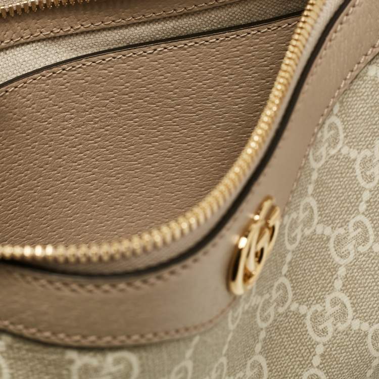 Pre Owned Gucci Beige GG Supreme Canvas and Leather Small Ophidia Shoulder Bag