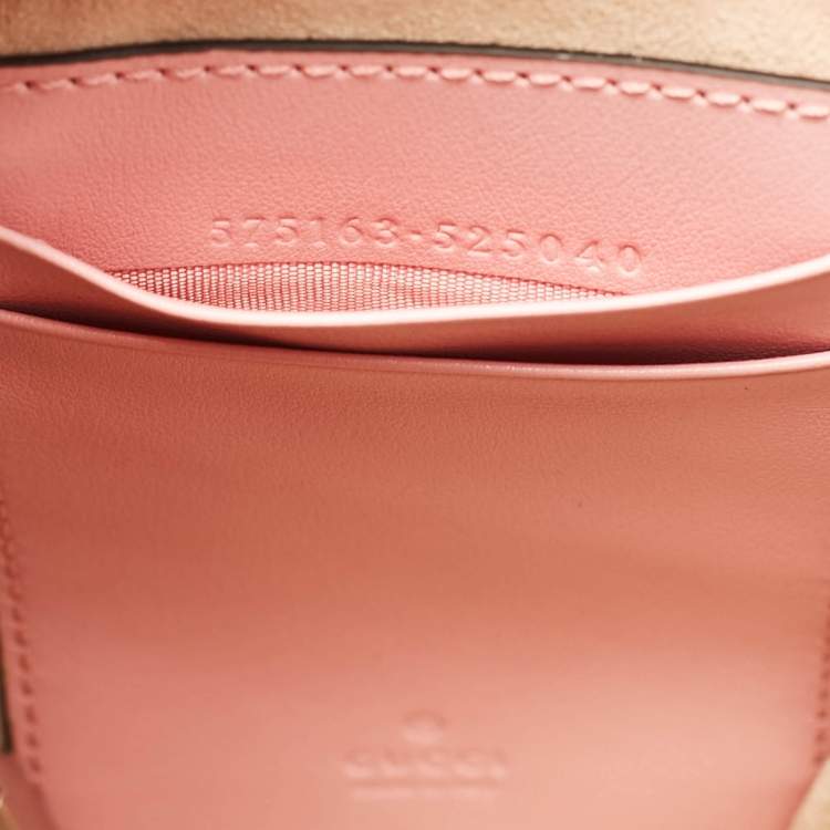 Pre Owned Gucci Pink Matelasse Leather Mini GG Marmont Bucket Bag