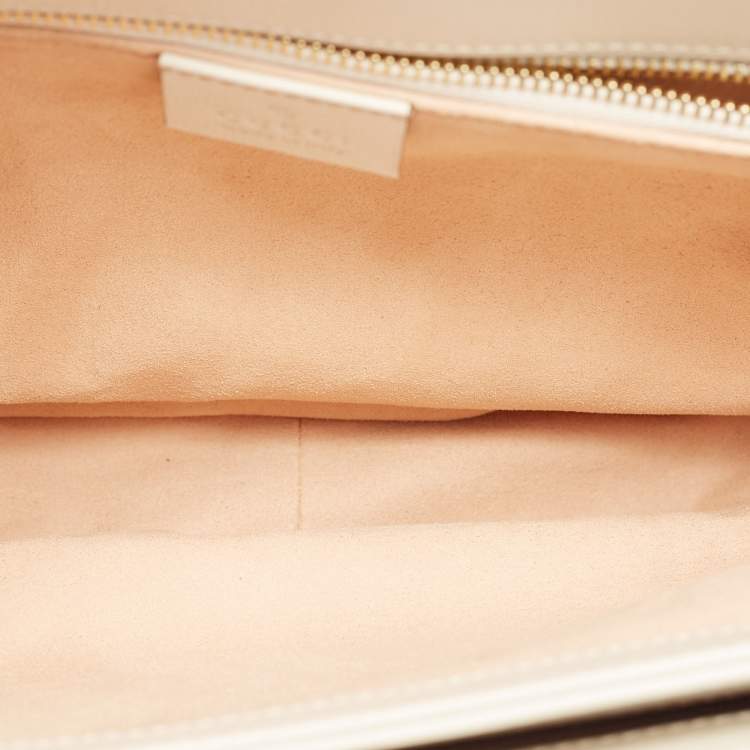 Pre Owned Gucci Beige/Off White GG Supreme Canvas and Leather Small Horsebit 1955 Shoulder Bag