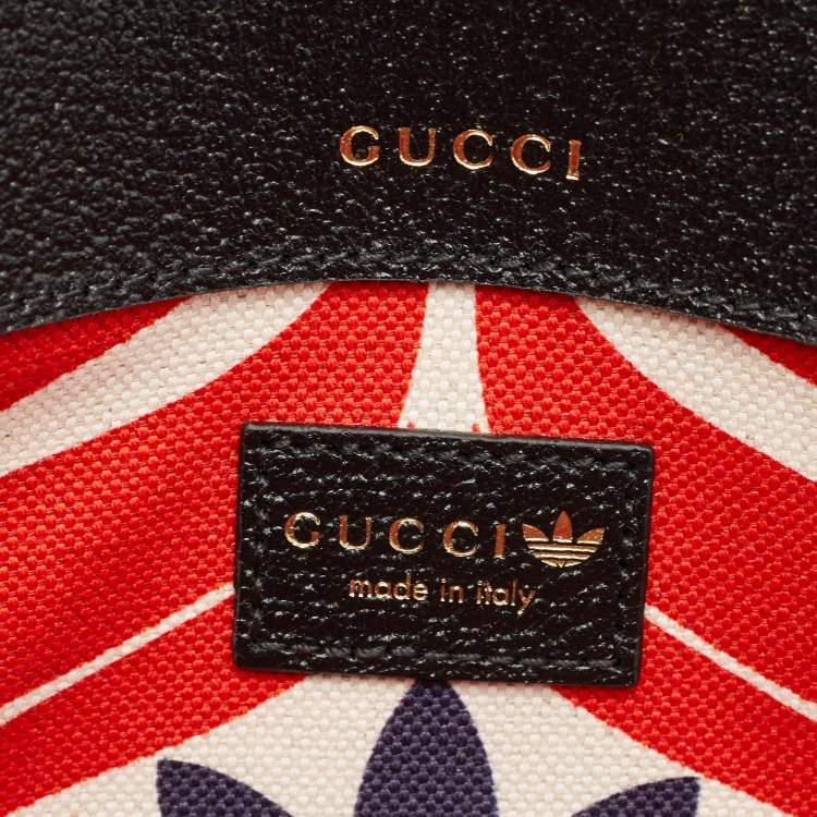 Pre Owned Gucci x Adidas Black/White Leather Small Horsebit 1955 Shoulder Bag